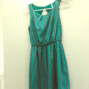 Hello Miss Teal Bird Print Dress
